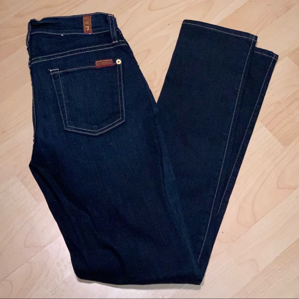 7 For All Mankind The Slim Cigarette Dark Skinny Jeans Size 25